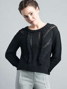 Smythe x Augden Knit Sweater, Textured Ruffle Detail